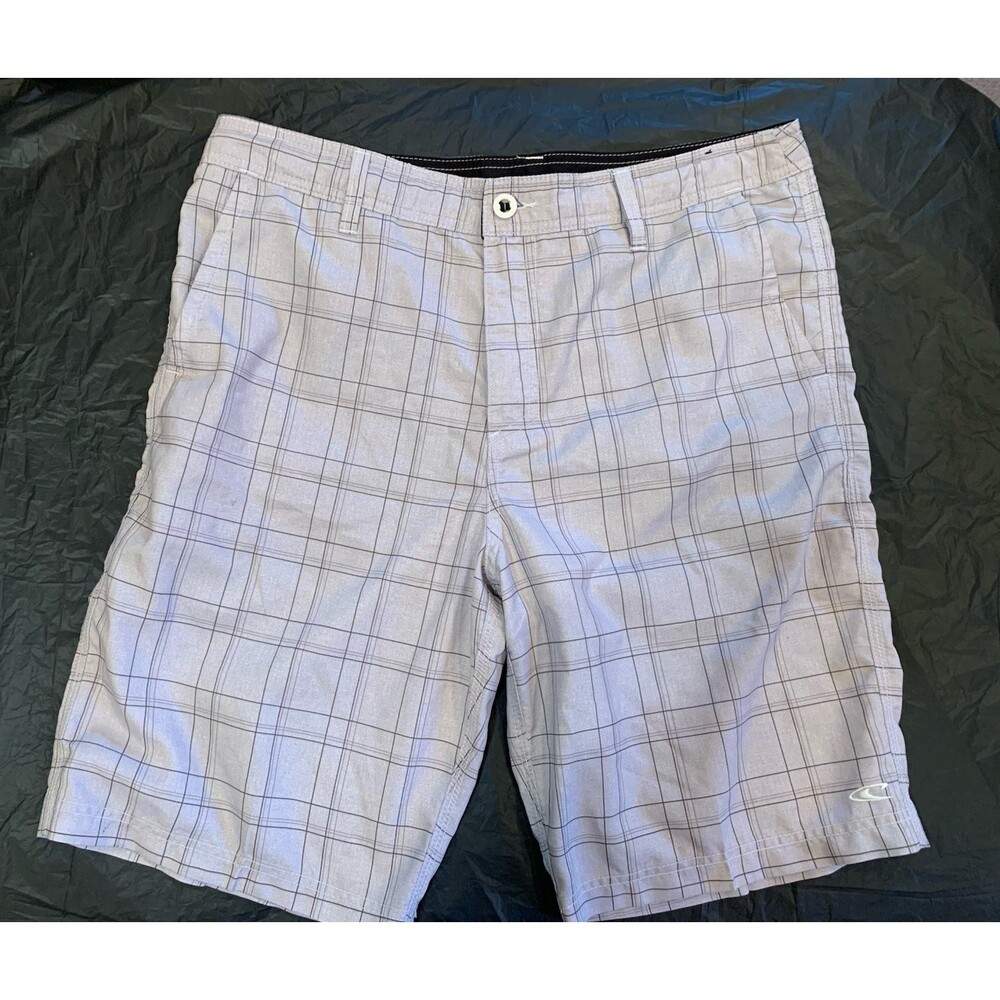 O'neil Hybrid Men's Grey Plaid‎ Board Shorts Size 34x10